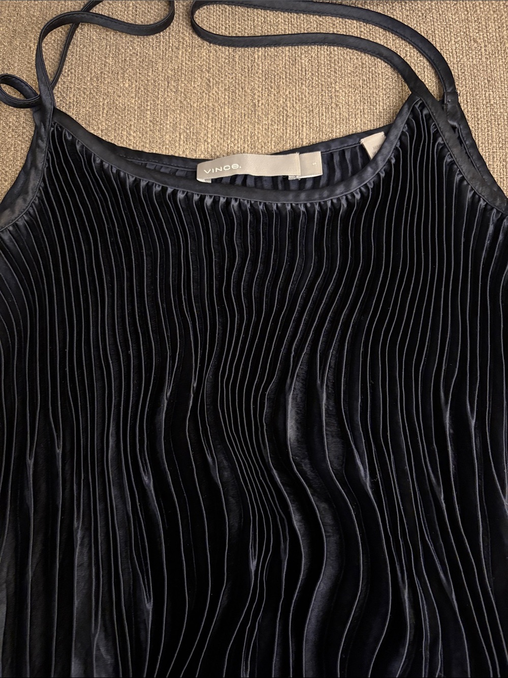 Vince Black Pleated Satin Camisole